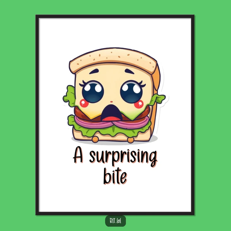 Funny Surprised BLT Sandwich Poster: Bite Taken Art Hilarious Funny Gift