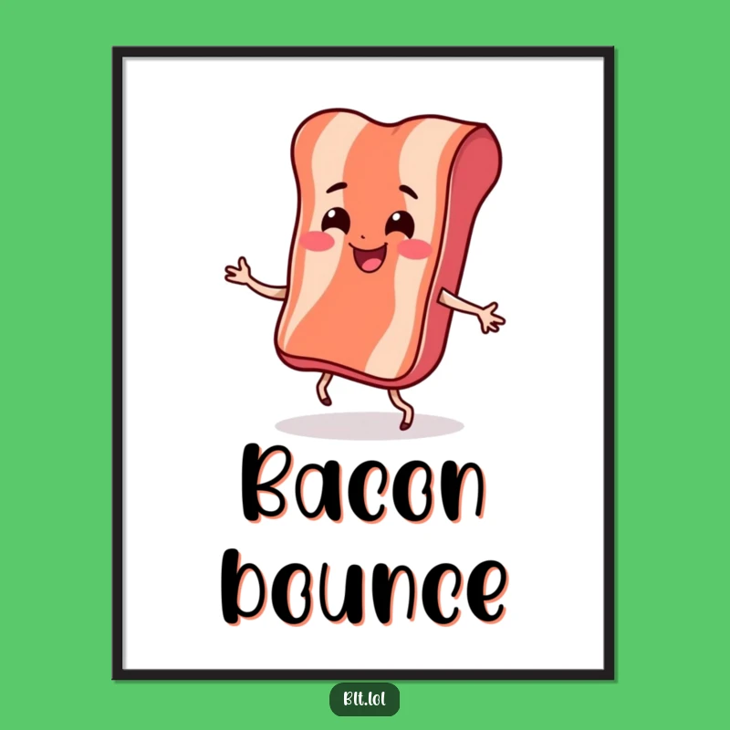 Funny Bacon Dance Poster: Sizzling Veggie Art, Great Funny Gift for Kitchen Decor!