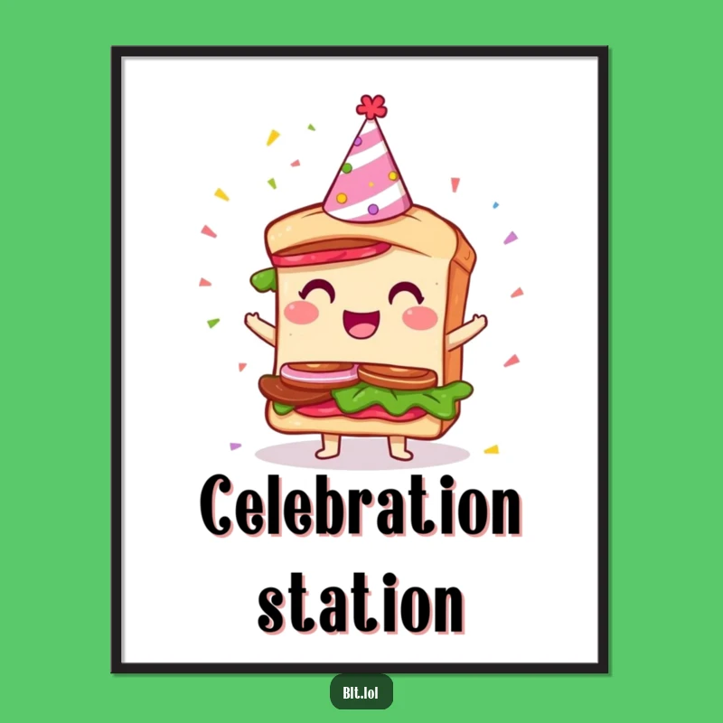 Funny Party BLT Sandwich Poster: Confetti Art Print, Gift Idea