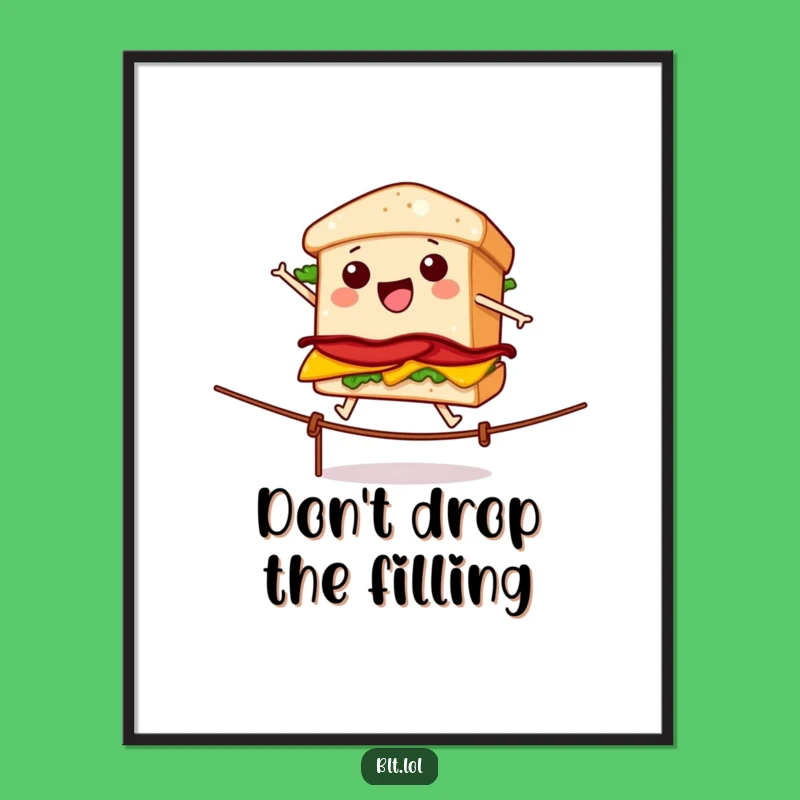 Funny BLT Tightrope Walker Poster - Whimsical Food Art Gift