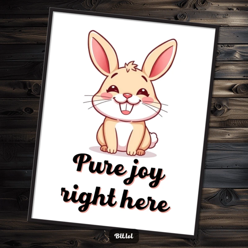 Funny poster featuring a delightful cartoon bun with an enormous, happy grin, bringing joy to any wall. Great gift.
