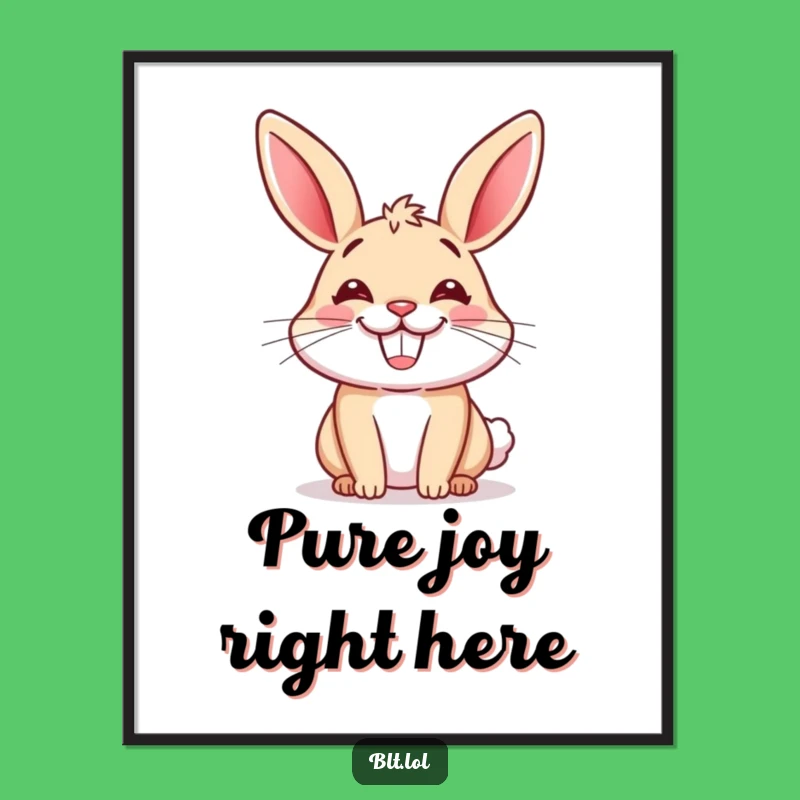 Funny Happy Bun Grinning Poster - Adorable Cartoon Wall Art Gift
