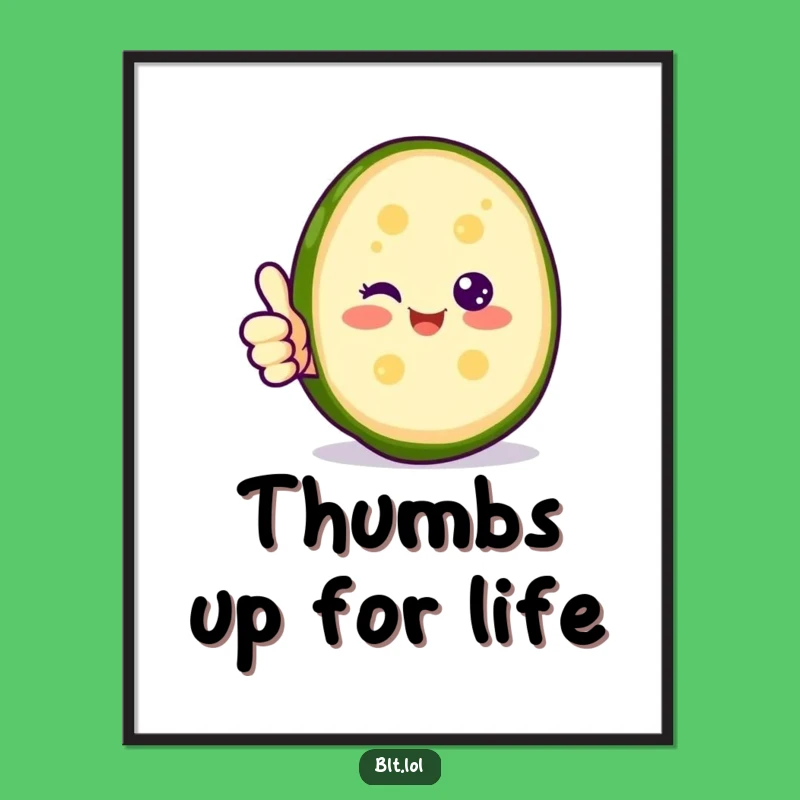 Funny Happy Pickle Thumbs Up Poster - Positive Veggie Wall Art Gift