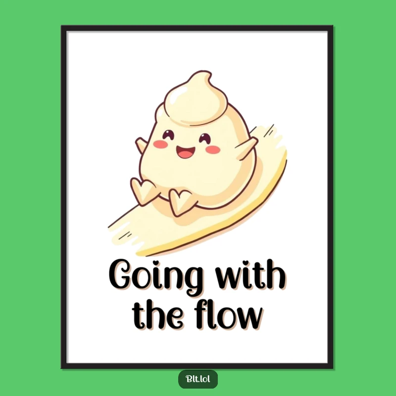 Funny Mayo Blob Poster Cheerful Sliding Character Whimsical Wall Art Gift