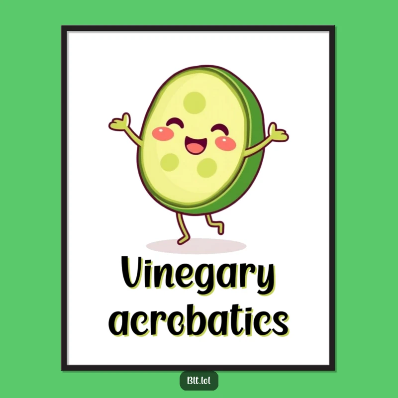 Funny Pickle Cartwheel Poster: Vibrant Wall Art for a Cheerful and Humorous Gift