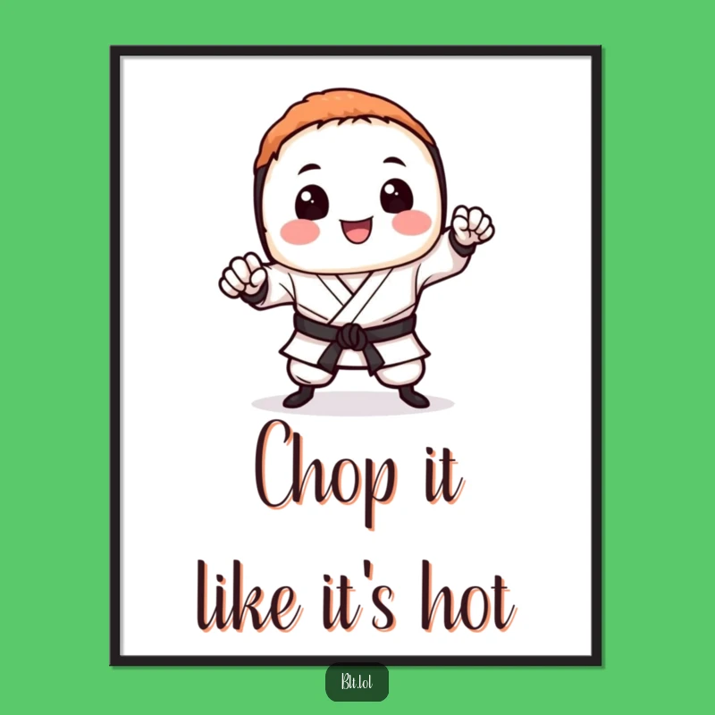 Funny Sushi Karate Chop Poster: Hilarious Wall Art for Kitchen or Dojo