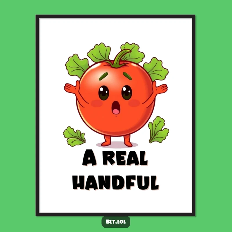 Funny Tomato Juggling Poster: Whimsical Veggie Art for Walls & Humorous Gift Ideas