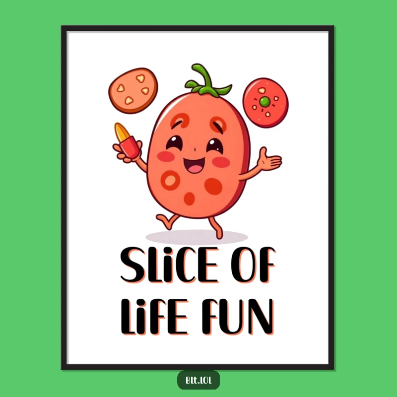 Funny Tomato Juggling Poster - Whimsical Veggie Art, Perfect Humorous Wall Decor