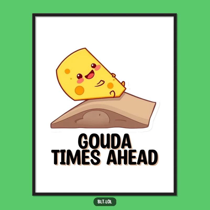 Funny Cheese Ramp Slide Poster: Whimsical Dairy Art for Walls & Humorous Gift Ideas