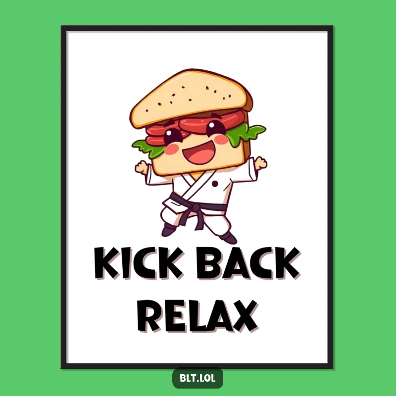Funny BLT Sandwich Karate Kick Poster - Vibrant & Hilarious Wall Art Decor
