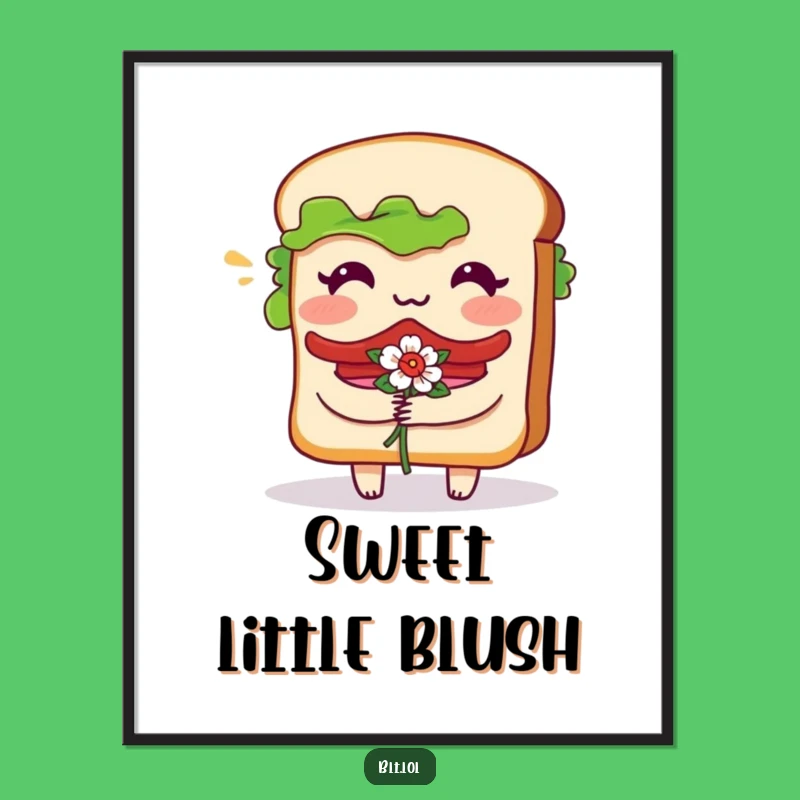 Funny Bashful BLT Sandwich Poster: Floral Art Hilarious Funny Gift