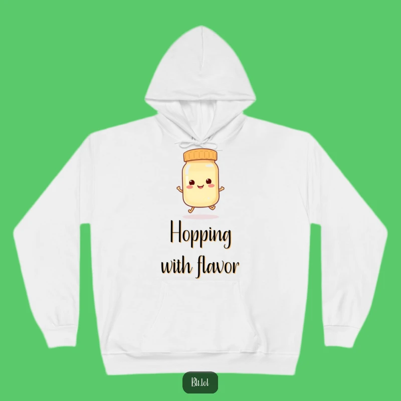 Funny Hopping Mayo Jar Hoodie: Cozy & Playful Character Comfort