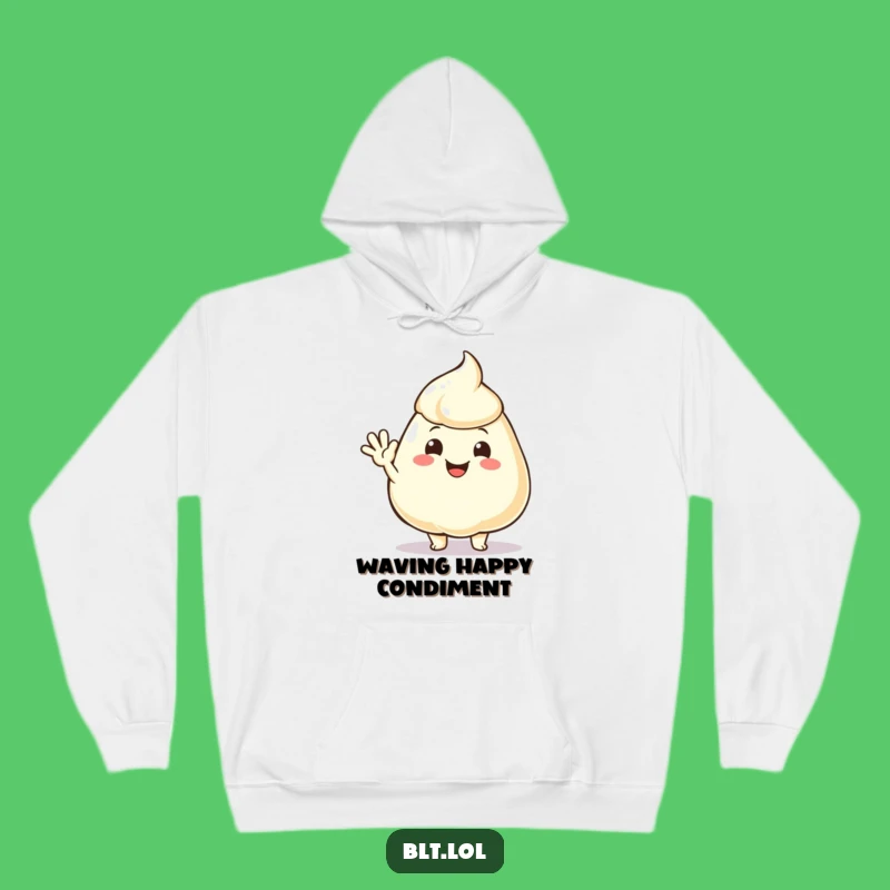 Funny Mayo Dollop Waving Hoodie: Cozy Up with Creamy Comedy!