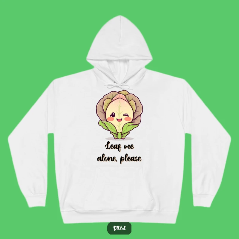 Funny Blushing Lettuce Hoodie Cozy Winking Vegetable Character Warm Gift