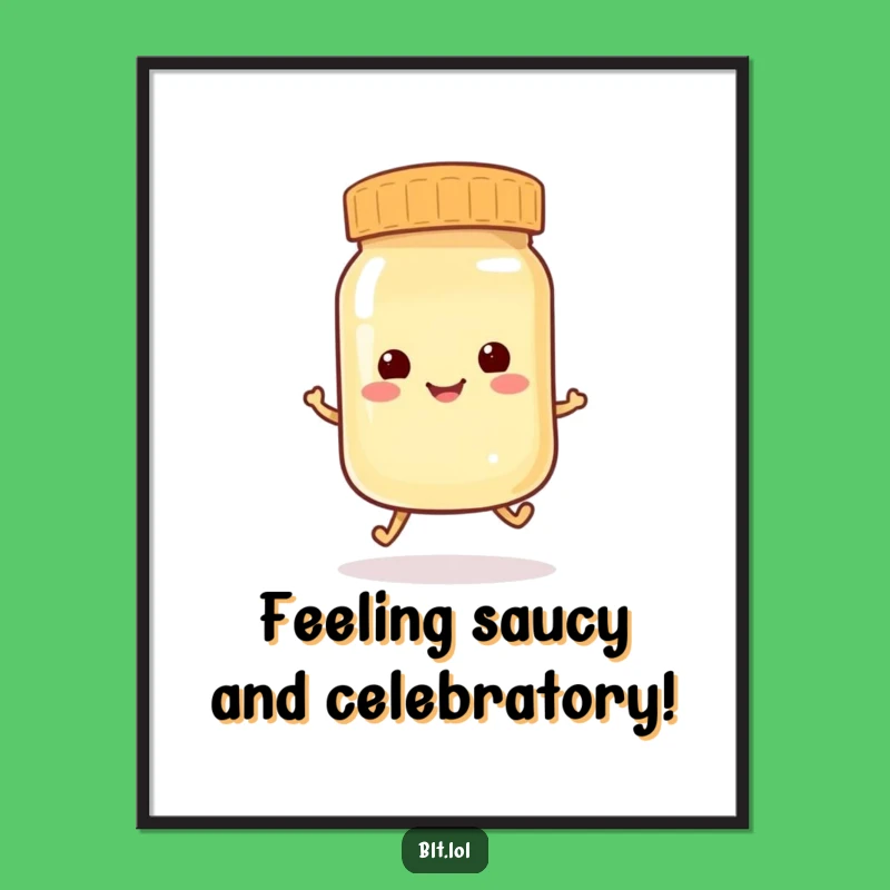 Free Printable Wall Art: Hopping Mayo Jar for Playful Downloadable Decor