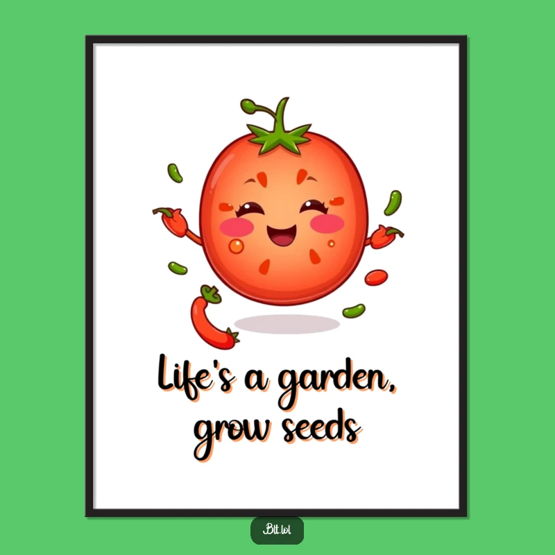 Free Printable Wall Art: Juggling Tomato Slice Funny Downloadable Decor