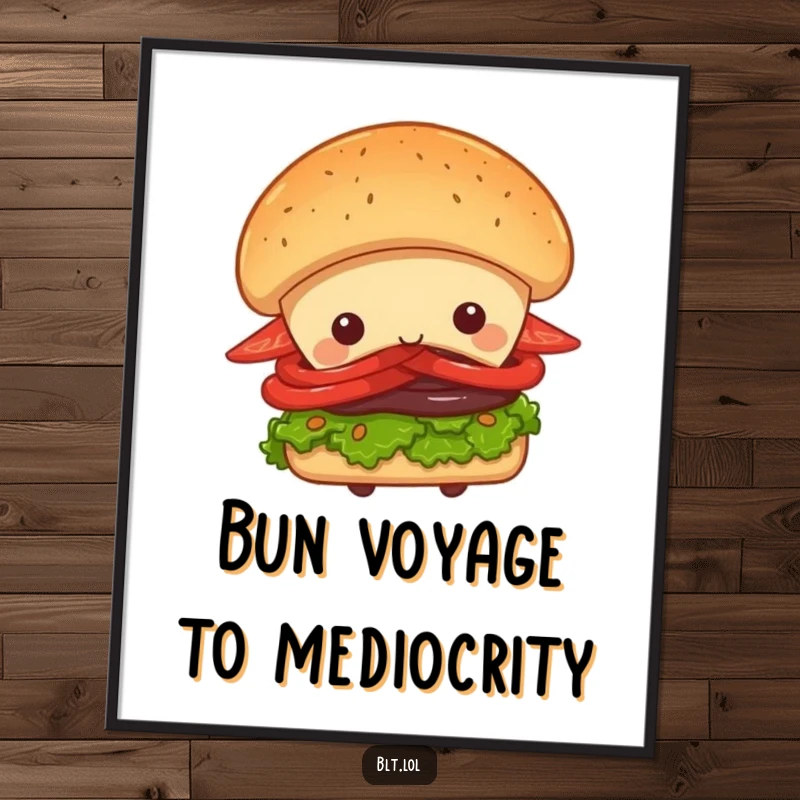 Funny Free Printable BLT sandwich character peeking mischievously from behind a colossal bun, creating a charming and humorous art piece.