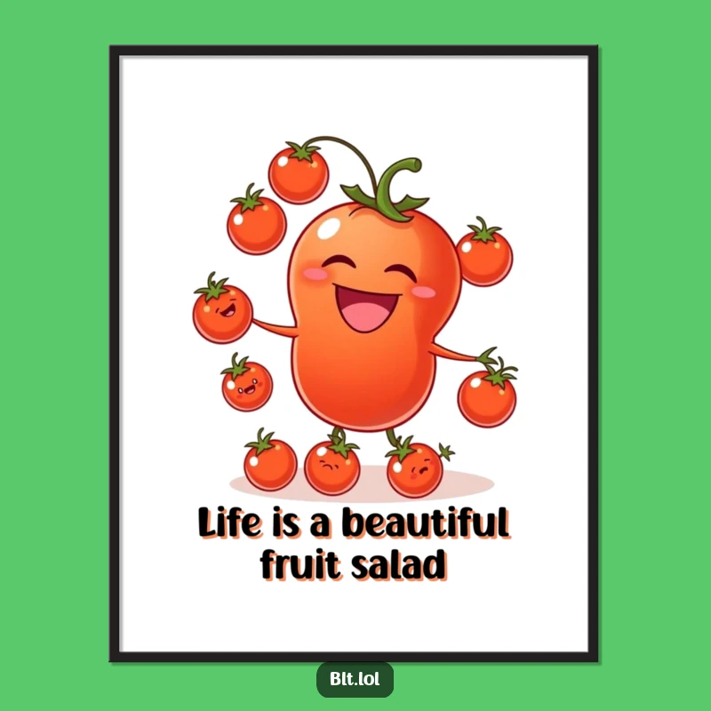 Funny Free Printable Tomato Juggling Wall Art - Humorous Decor