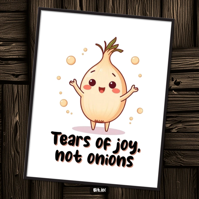 Funny Free Printable Wall Art: A cheerful onion ring juggling tiny circles, creating a mesmerizing display.