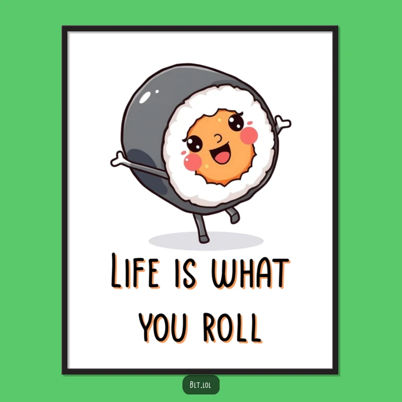 Funny Free Printable Wall Art: Kawaii Sushi Cartwheel - Downloadable Quirky Decor