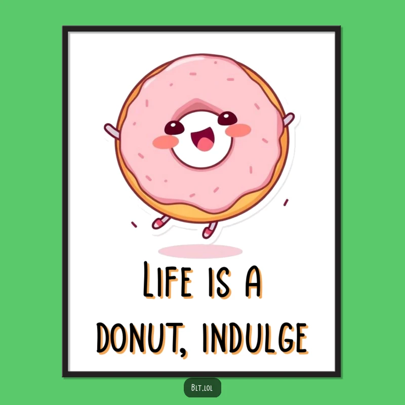 Funny Free Printable Wall Art: Kawaii Donut Spinning - Downloadable Quirky Decor