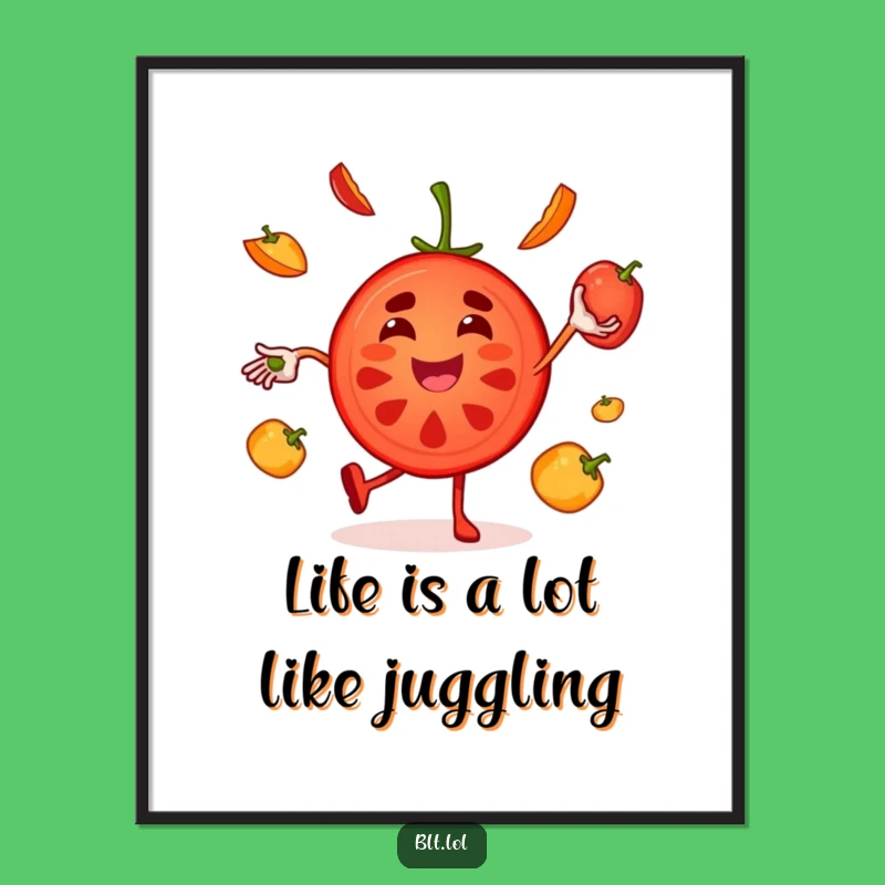 Free Printable Tomato Art: Funny Juggling Slice Downloadable Wall Decor