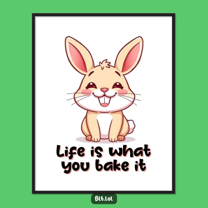 Free Printable Wall Art: Happy Bun Grin Funny Downloadable Home Decor