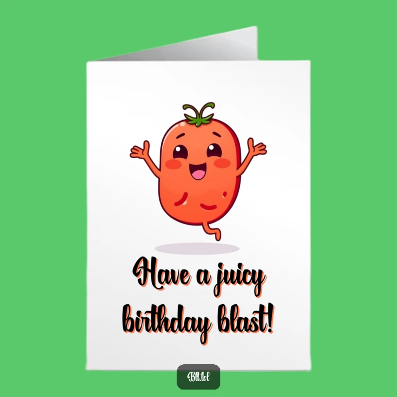 Free Printable Birthday Card: Bouncy Tomato, Dance Party, Fun Celebration