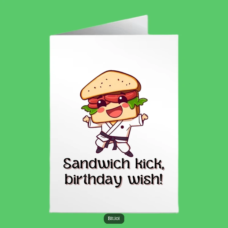 Free Printable Birthday Card: Funny BLT Sandwich Karate Kick Your Special Day