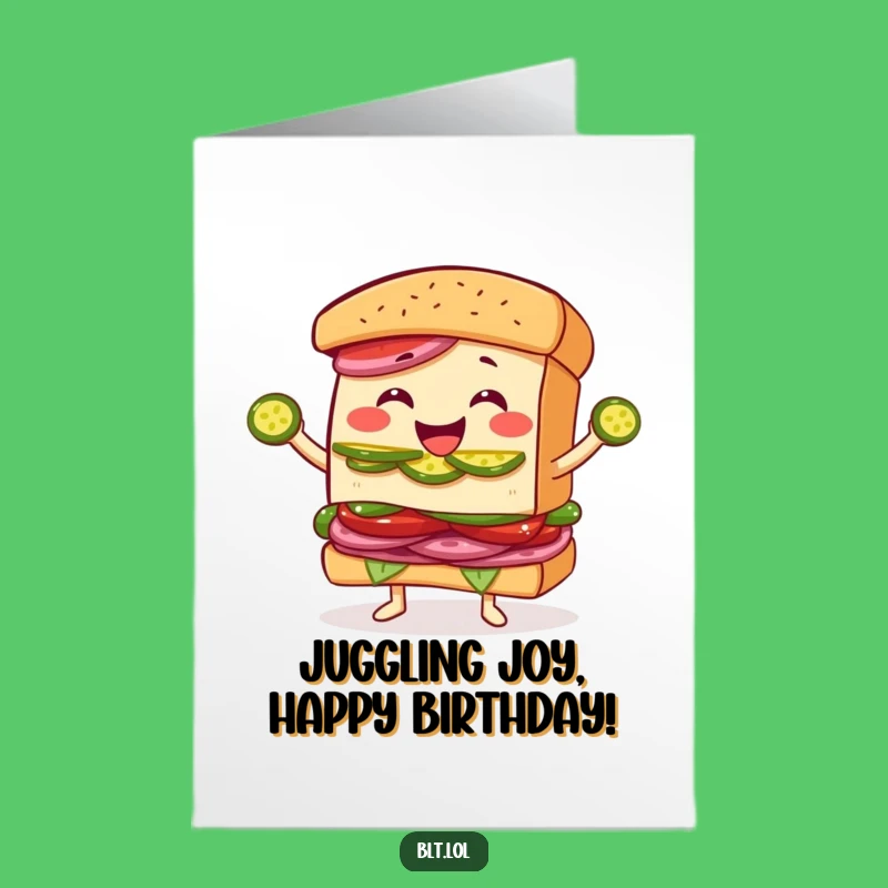 Free Printable Birthday Card: Joyful BLT Juggling Pickles