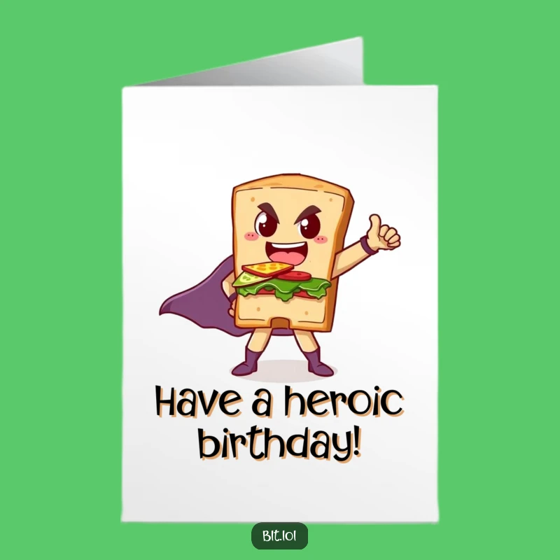 Free Printable BLT Superhero Birthday Card: Funny Sandwich Downloadable Gift