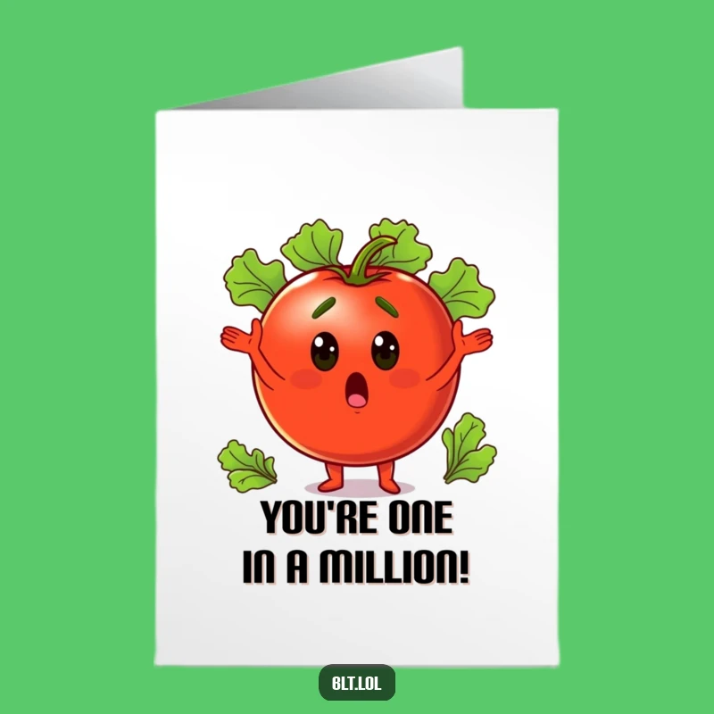 Free Printable Tomato Juggling Birthday Card: Funny Veggie Downloadable Greeting