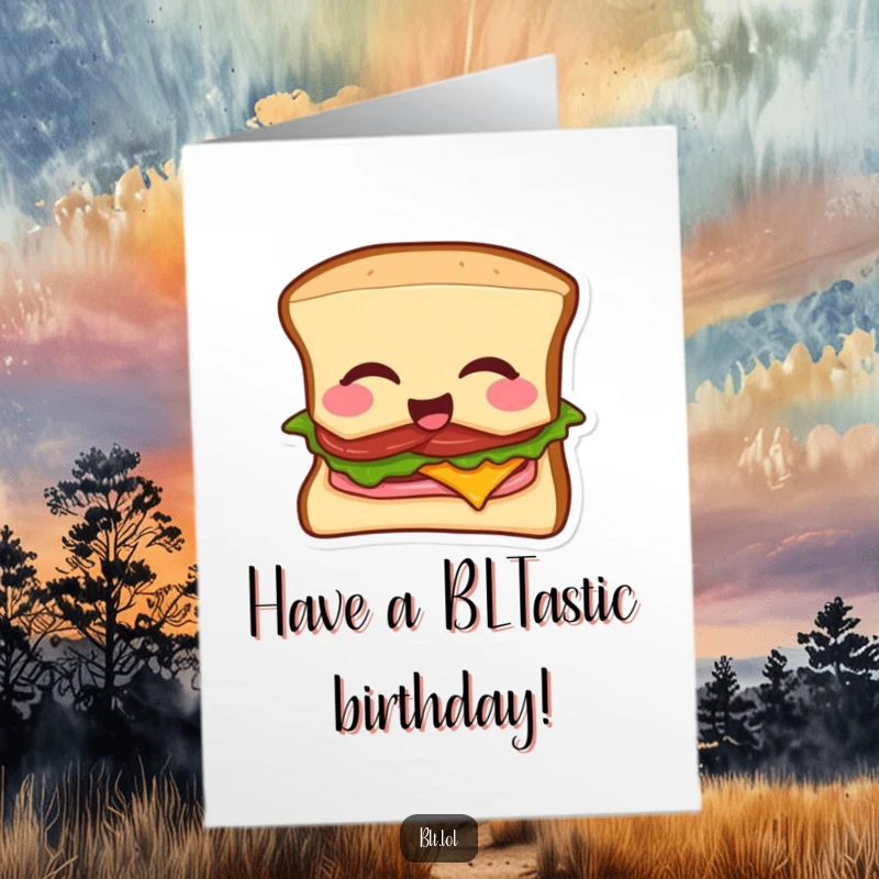 Funny Free Printable BLT Mic Drop Birthday Card, a winking BLT sandwich dramatically dropping a microphone, full of birthday cheer.