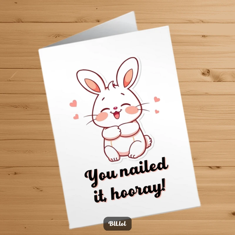 Funny Free Printable Congrats Card: A cheerful bun character extending a warm hug, celebrating achievements with a friendly and comforting gesture.