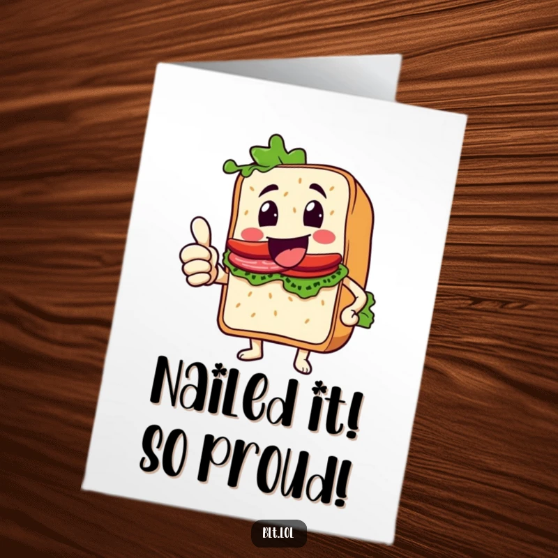 Funny Free Printable BLT sandwich giving a massive thumbs up, radiating pure joy and celebration for their accomplishment.