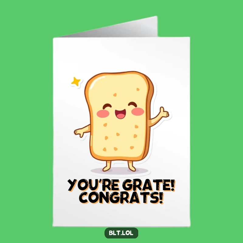 Free Printable Congrats Card: Cheesy Bread Dance for Your Delicious Win!