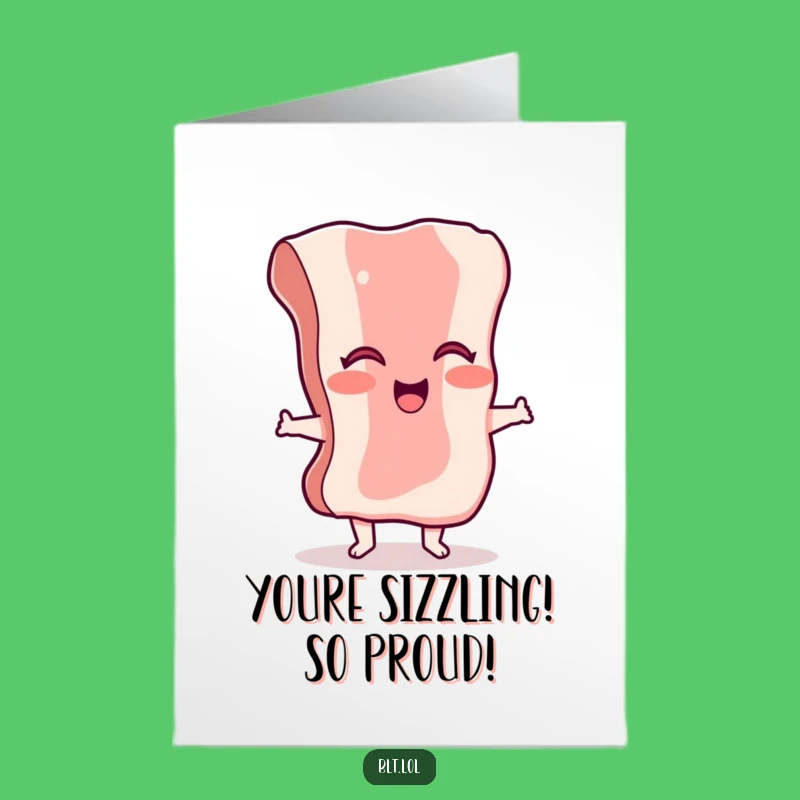 Free Printable Bacon Congrats Card: Funny Dancing Food Downloadable for Success