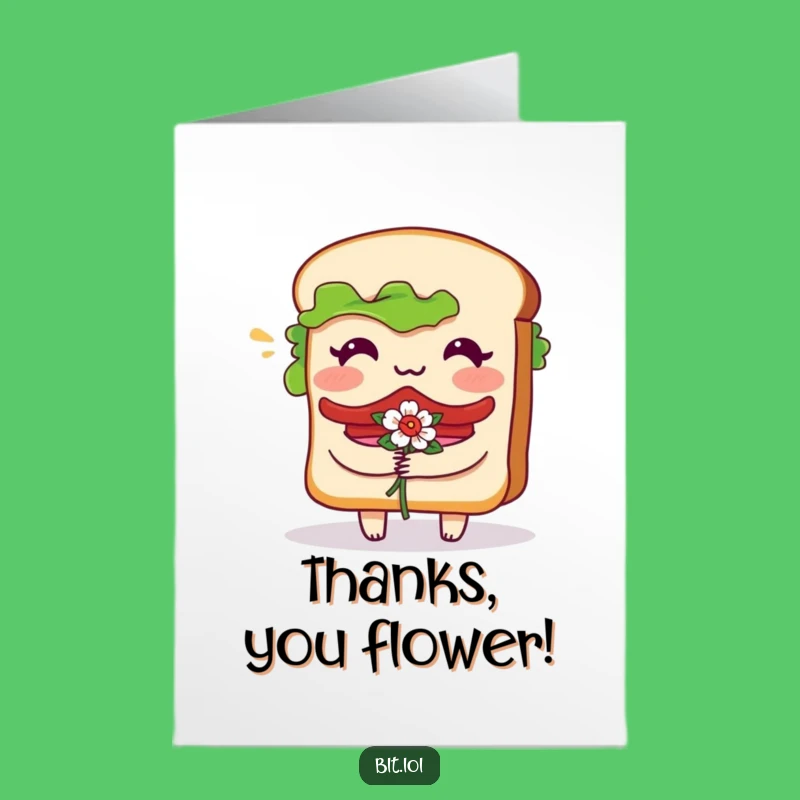 Free Printable BLT Bashful Thank You Card - Funny Downloadable Gift for Kind Gestures
