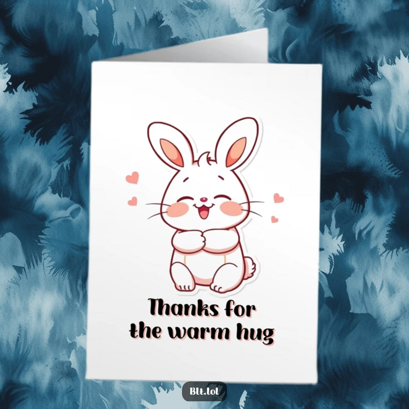 Funny Free Printable Thank You Card: A sweet bun character offering a big, warm hug, conveying thanks with an endearing and comforting embrace.