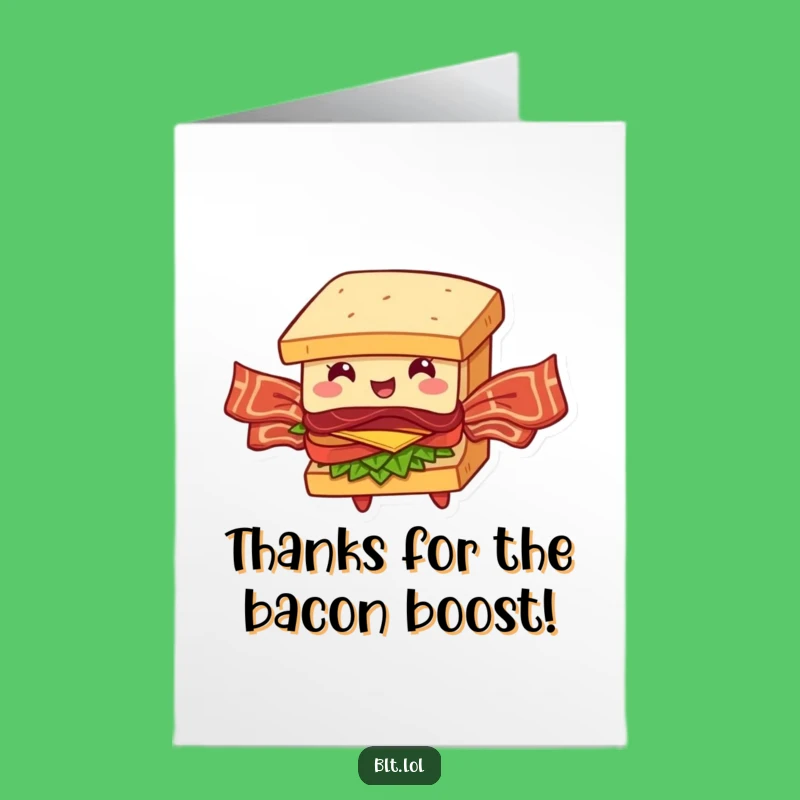 Free Printable Thank You Card: Flying BLT Sandwich Bacon Wings