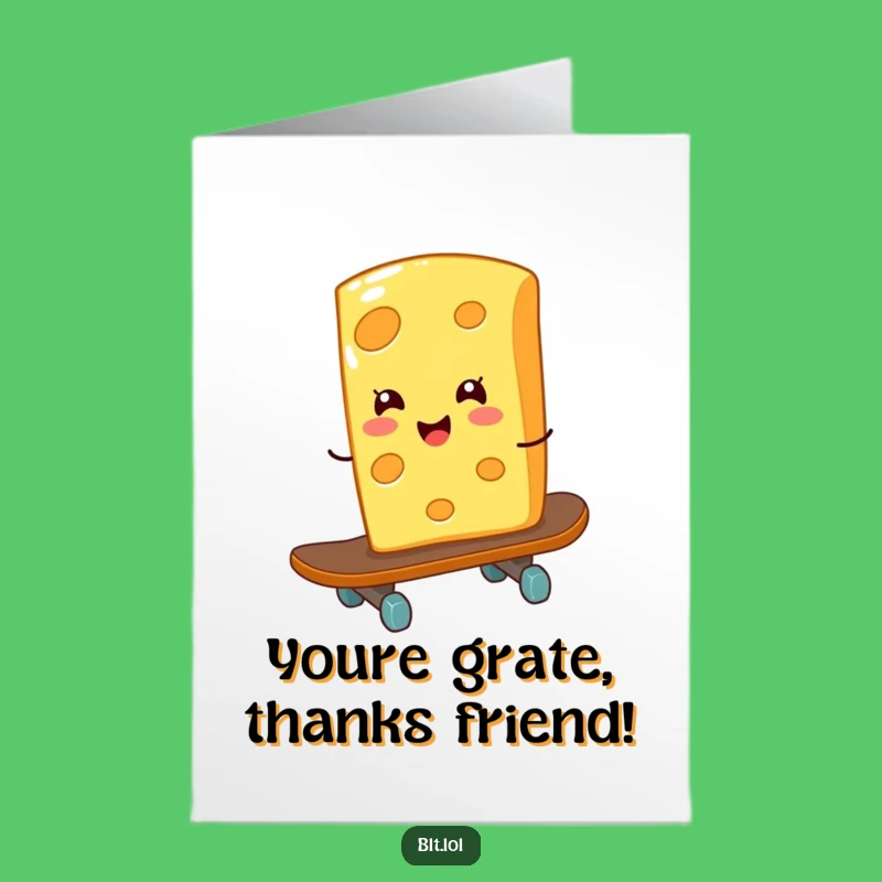 Free Printable Thank You Card: Giggling Cheese Skateboard - Fun Gratitude