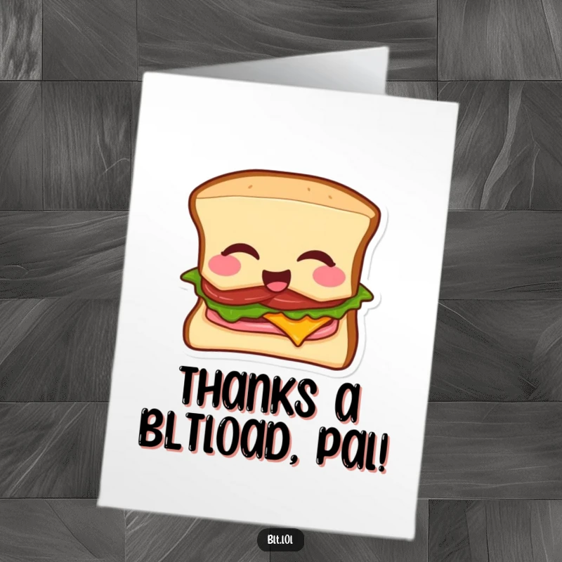 Funny Free Printable BLT Mic Drop Thank You Card, a winking BLT sandwich holding a microphone mid-drop, perfect for thanking someone.