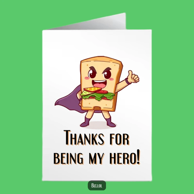 Free Printable BLT Superhero Thank You Card: Funny Sandwich Downloadable