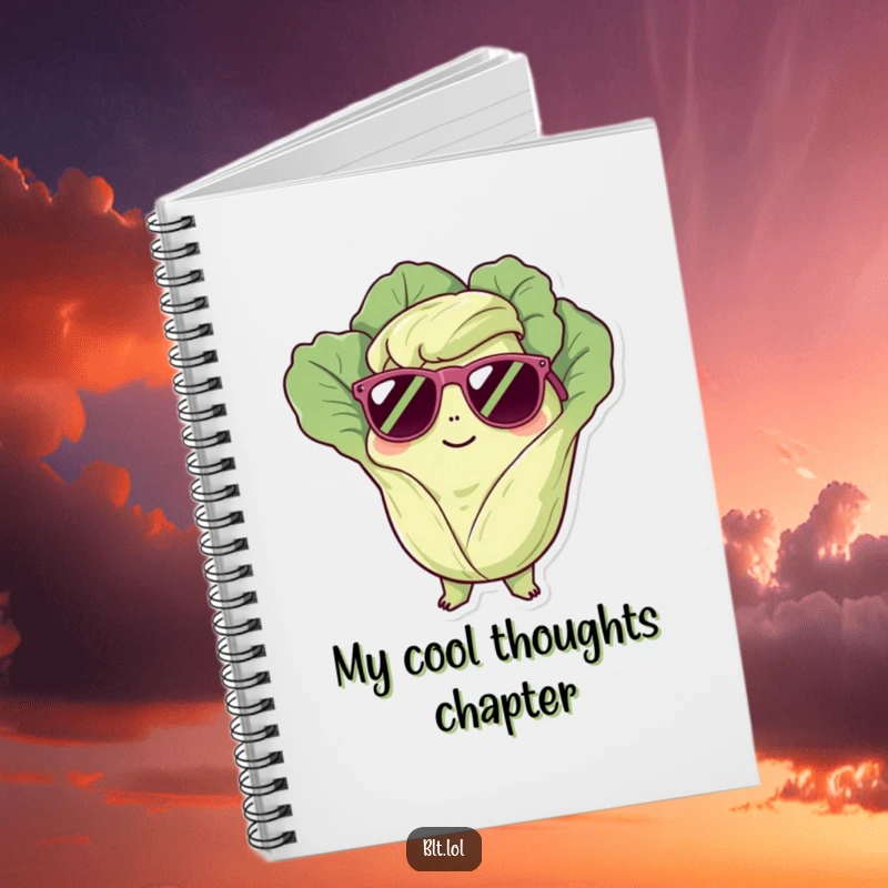 Funny Notebook: A cool lettuce character wearing sunglasses, ready for notes. Perfect funny gift for journaling.