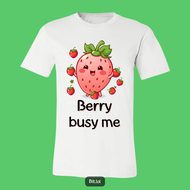 Funny Kawaii Strawberry Juggling T-Shirt: Comical Fruit Apparel for Laughs