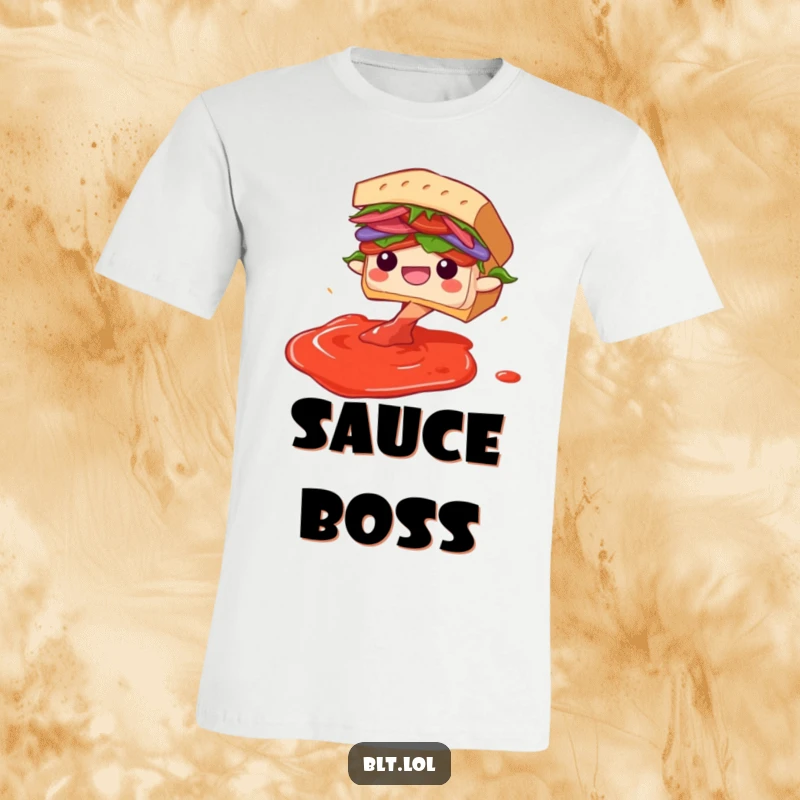 Funny Diving BLT Sandwich T-Shirt: A jubilant BLT character dives with enthusiasm into an imaginary pool of sauce, embodying pure delight.