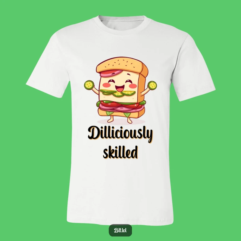 Funny Juggling BLT Sandwich T-Shirt: Grinning Pickle Slice Tee, Great Gift