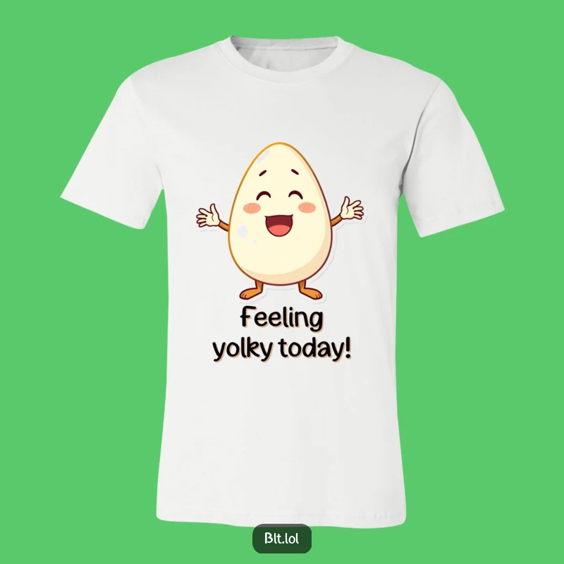 Funny Waving Egg T-Shirt: Excited Character Tee for a Laugh