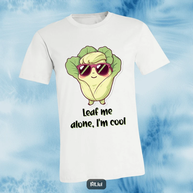 Funny T-Shirt: A cool lettuce character wearing sunglasses and relaxing in style. Ideal funny casual wear.