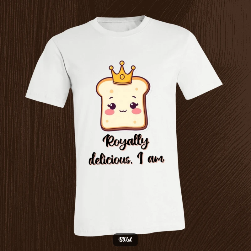 Funny T-Shirt: A bread slice wearing a tiny crown, exuding royal charm. Great funny gift for leaders.